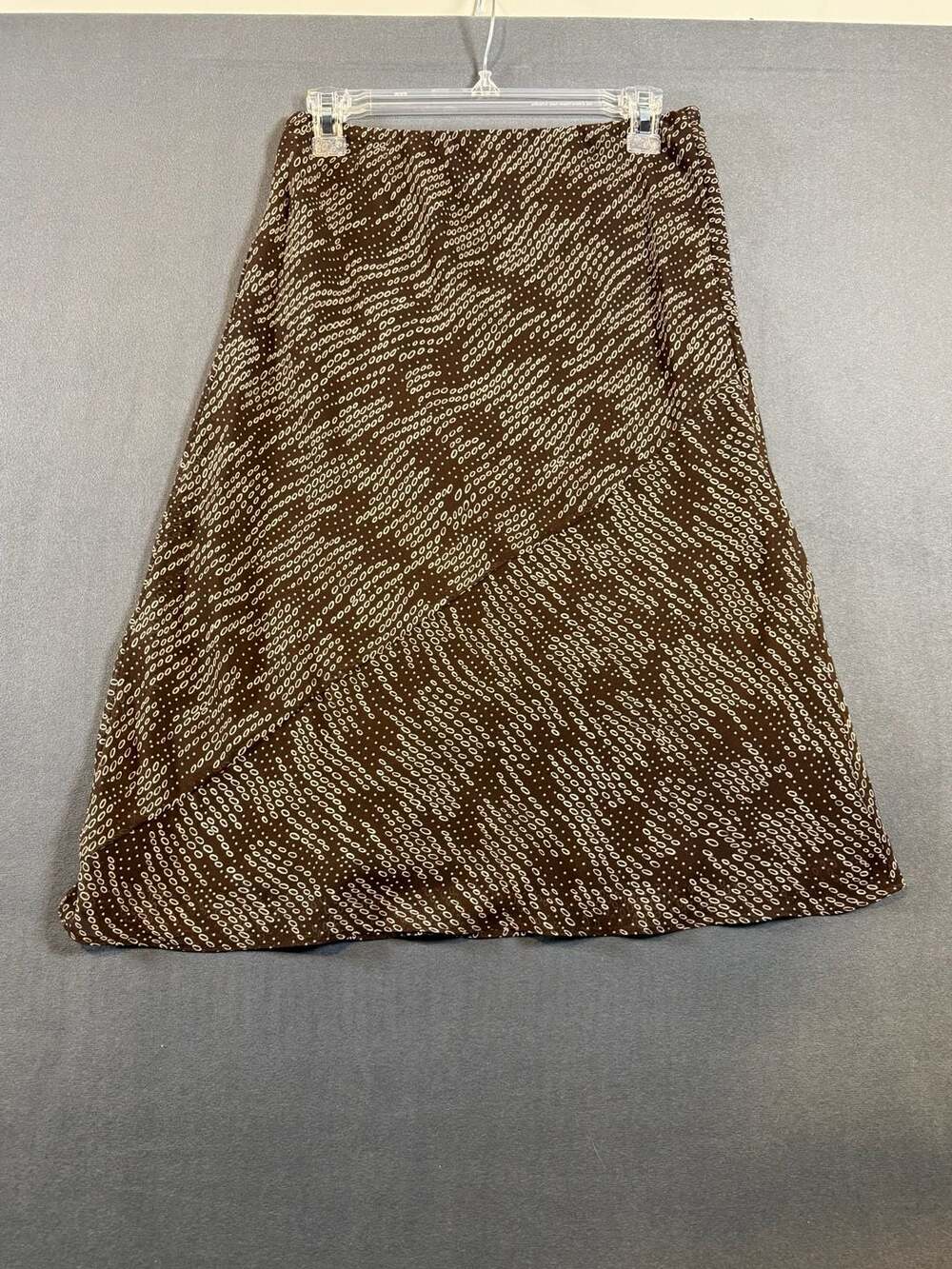 George Skirt Size 10 Brown White Bubbles Print Bias Cut Slip Style Y2K